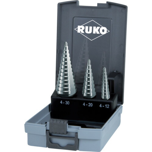 【期間限定!対象商品P2～20倍】 ＲＵＫＯ　３枚刃スパイラルステップドリル　３本組セット　ハイス 1Ｓ
