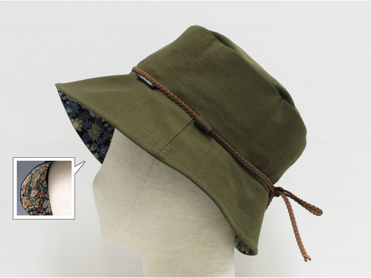 【SS制限事項 38万商いもの以上10%OFF】 風変わりお召しもの ａｂｏｎｅｔ＋ＪＡＲＩかぶり笠御花／モスグリーン／Ｓ