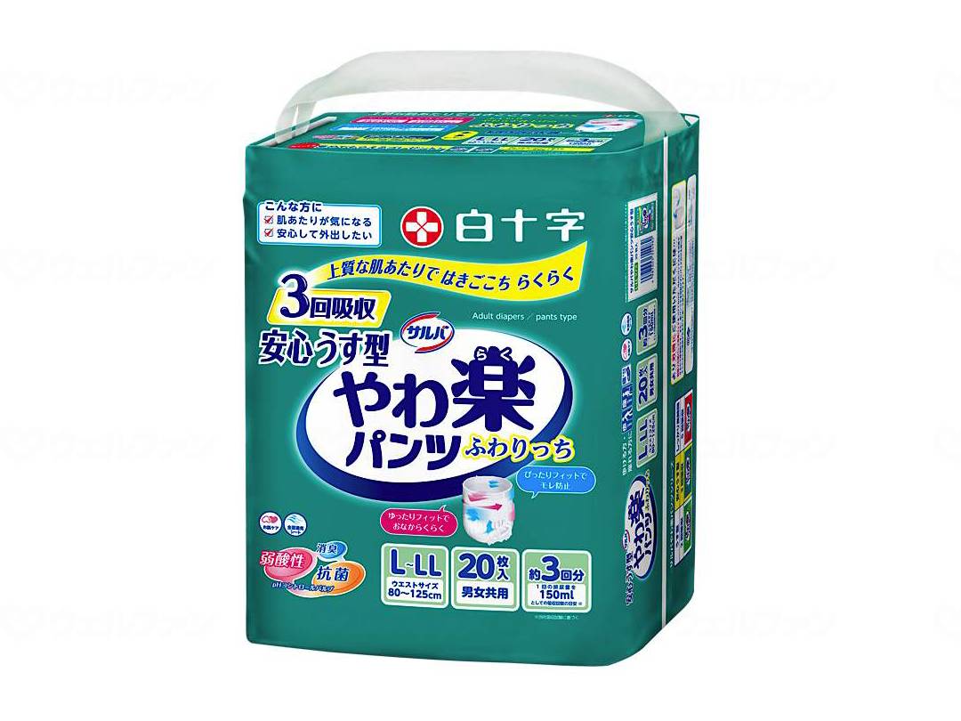 【期間限定!対象商品P2～20倍】 白十字　Ｔサルバやわ楽パンツ安心うす型／ケース／Ｌ－ＬＬ