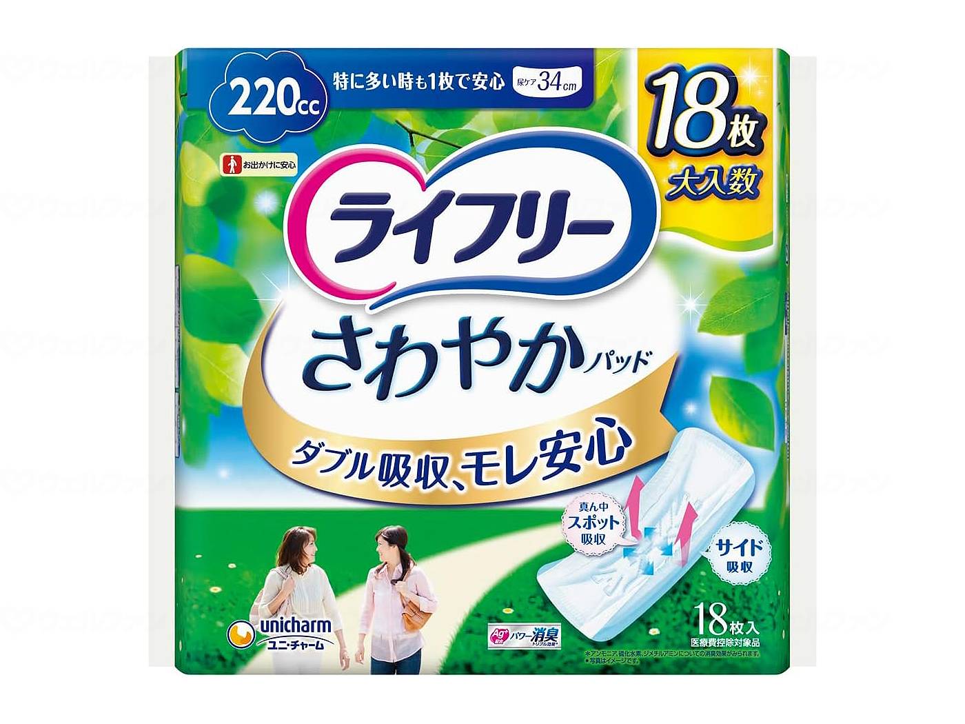 【期間限定!対象商品P2~20倍】 ユニ・チャーム T爽やかパッド特ニ多イ時デモ1枚デ安心用18枚/ケース/18枚