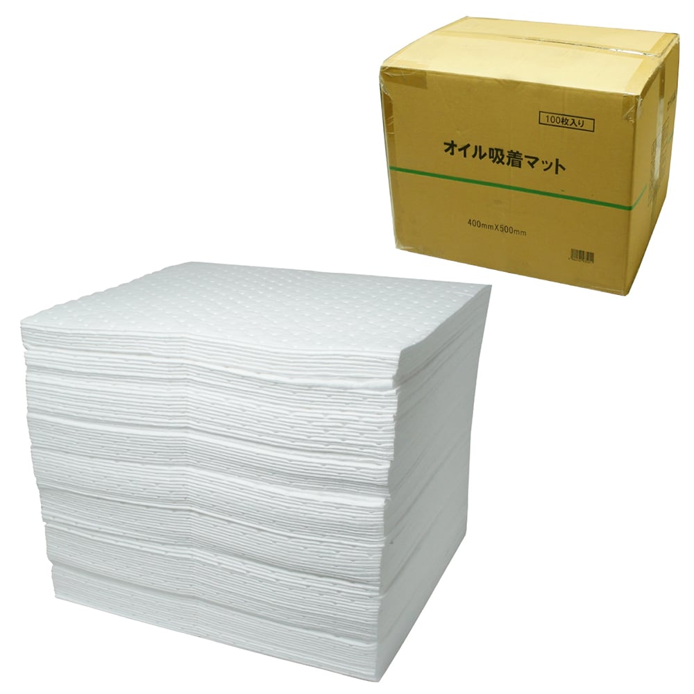 【期間限定!対象商品P2～20倍】 オイル吸着マット　4×400×500mm　100枚入　WS6040 1箱(100枚入)