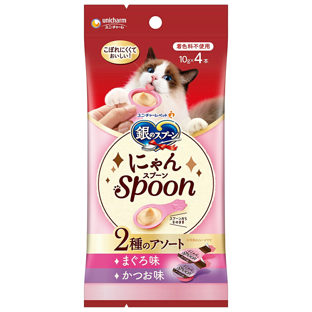 【期間限定!対象商品P2～20倍】 銀のスプーンおやつにゃんＳｐｏｏｎ２種のアソートまぐろ＆かつお味４０ｇ（１０ｇ×４本） × 48点