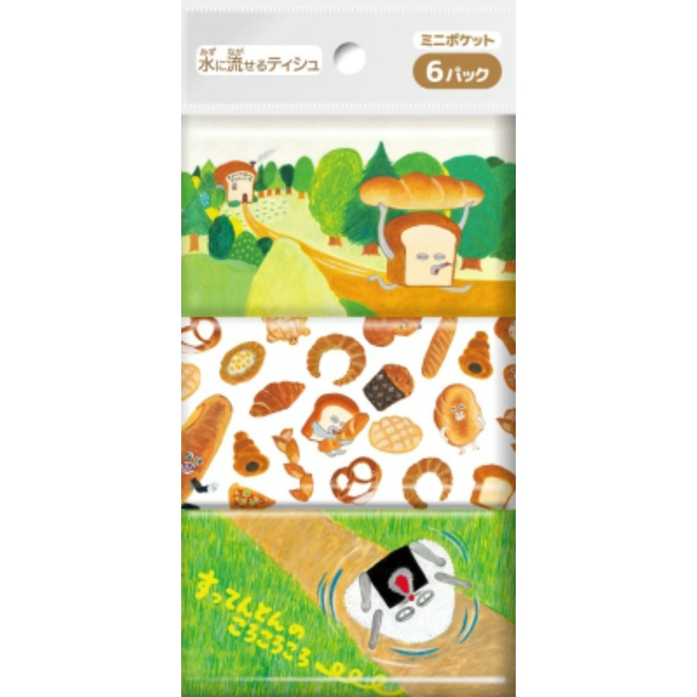 【期間限定!対象商品P2～20倍】 パンどろぼう　ミニポケットティシュ６個組 × 60点