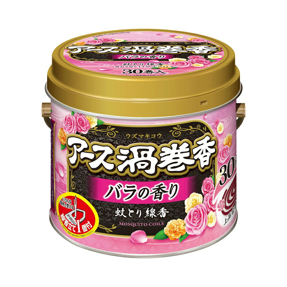 【期間限定!対象商品P2～20倍】 アース渦巻香バラの香り３０巻缶入 × 24点 15,618円