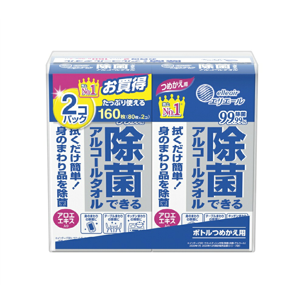 【期間限定!対象商品P2～20倍】 除菌アルコールタオル詰替８０×２個 × 12点