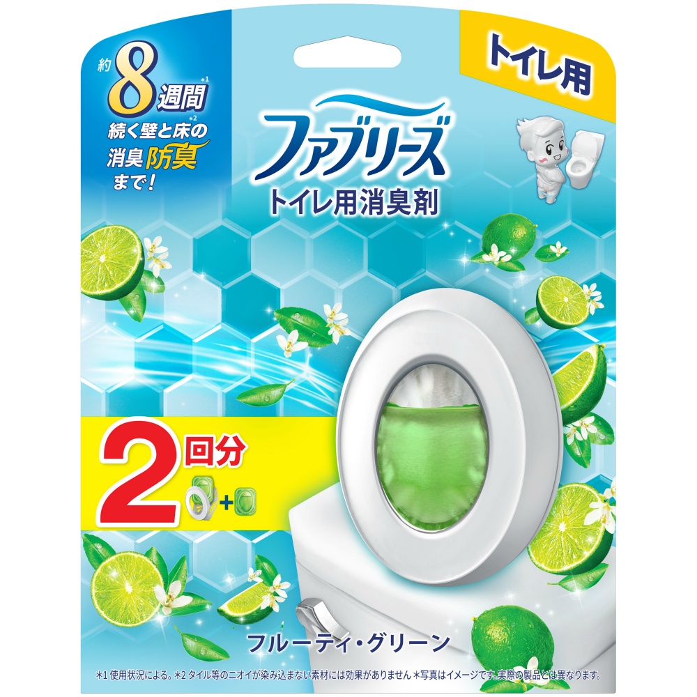 【期間限定!対象商品P2～20倍】 ファブリーズトイレ用消臭剤フルーティグリーン本体＋つめかえ　２回分 × 12点