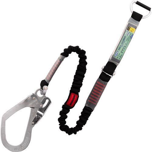 【期間限定!対象商品P2～20倍】 ＴＳＵＹＯＲＯＮ　胴ベルト型墜落制止用器具用ランヤード（伸縮タイプ）ノビロン（ＢＫ）ショックアブソーバ＋Ｄ環ＦＬ－２３・フックＦＳ－９９　Ｄ環止めなし 1本