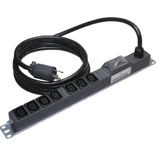 【SS制限事項 38万商いもの以上10%OFF】 明工 １９in仕合わせ用 安全性のあるブレーカー付 ２００Ｖ 差し込み （Ｃ１３×７） Ｌ６－２０繋ぎ付 （ＶＣＴ） ３ｍ 1個