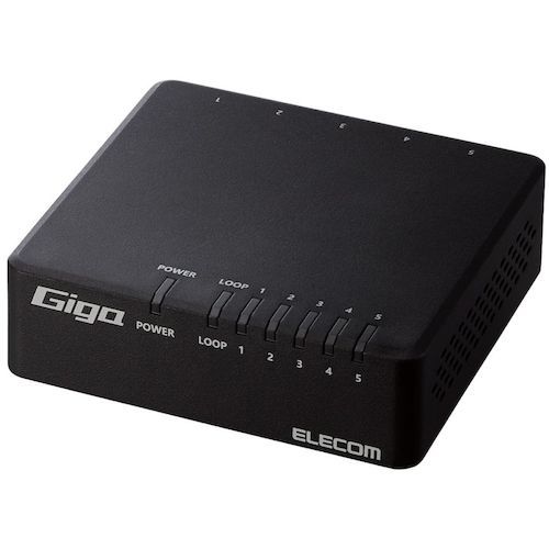 【期間限定!対象商品P2～20倍】 ＥＬＥＣＯＭ　Ｇｉｇａ対応スイッチングＨｕｂ　５ポート　磁石付き　プラスチック筐体　電源外付　ブラック 1台