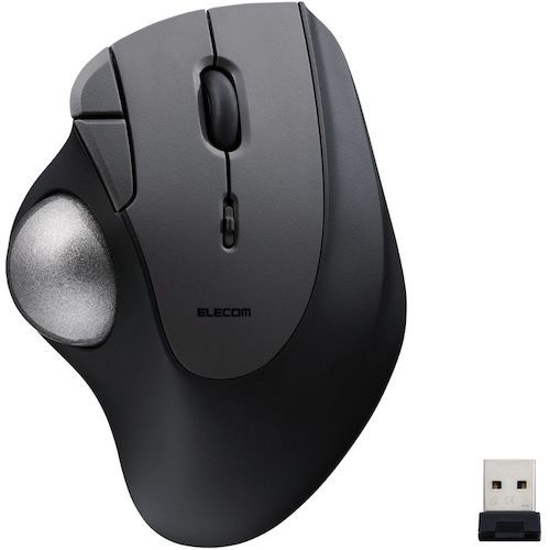 【期間限定!対象商品P2～20倍】 ＥＬＥＣＯＭ　トラックボールマウス　ＩＳＴ　親指　人工ルビー支持　無線２．４ＧＨｚ　５ボタン　ブラック 1個