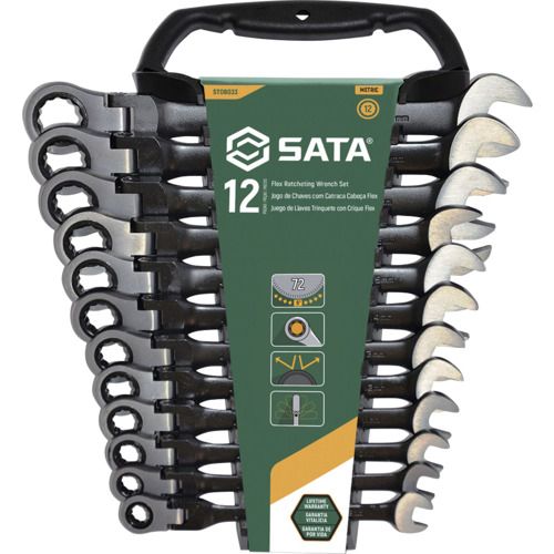 【SS押さえる 38万商いもの以上10%OFF】 ＳＡＴＡ 首振コンビネーションラチェットレンチセット 黒（１２点） 1Ｓ