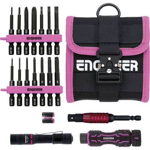 【期間限定!対象商品P2~20倍】 ENGINEER マイキット PINK&BLACK 6点セット +NO.0~3、ー3~5.5MM、六角対辺0.89、1.5、2、2.5、3、4、5MM 1S|福祉用具のバリューケア