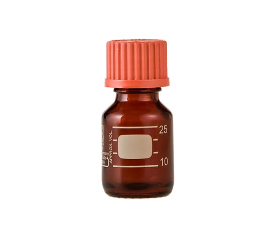 【SS制限事項 38万商いもの以上10%OFF】 ねじ口びん（メジュームびん）茶褐色赤旗がしら付25mL1箱（10個入） 017210-2511A1箱(10個入)