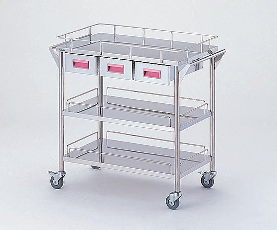 【期間限定!対象商品P2~20倍】 ストレージステンレスカート 3段 ピンク (幅750mm/引き出し3個) CHW-3H-P 1台|福祉用具のバリューケア