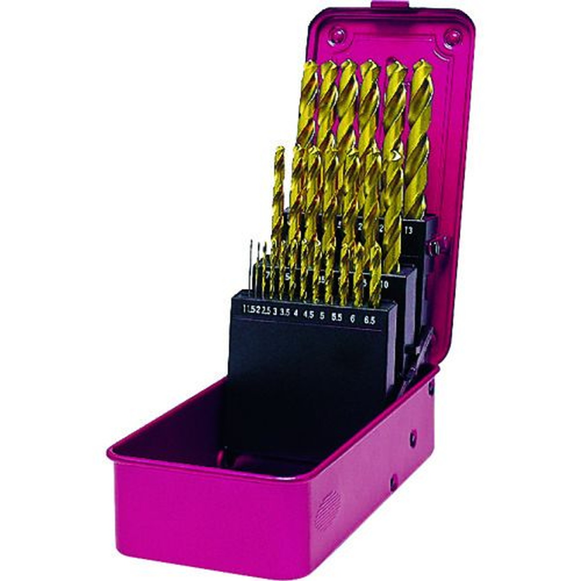 【SS制限事項 38万商いもの以上10%OFF】 三菱Ｋ ＧＳＤＳＥＴ ＴｉＮ上塗り 原則として鋼用 ハイスドリルセット（スチール写真入れもの ２５本入） 1Ｓ (GSDSET25)