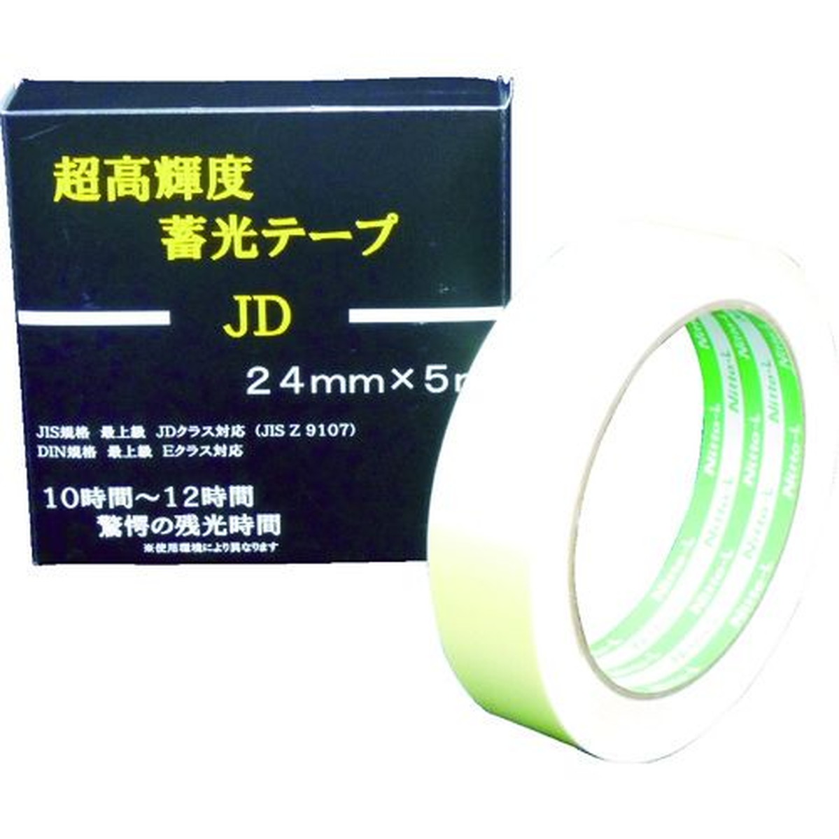 【期間限定!対象商品P2～20倍】 日東エルマテ　超高輝度蓄光テープ　ＪＩＳ－ＪＤ級　０．６ｍｍ×２４ｍｍ×５ｍ　グリーン　1巻 (NB2405D)