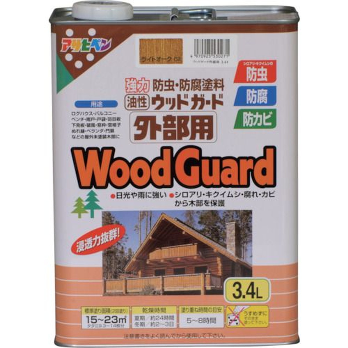 【SS押さえる 38万商いもの以上10%OFF】 アサヒペン 木材差し固める外の方用 ３．４Ｌ ともし火オーク材 1缶 (530271)