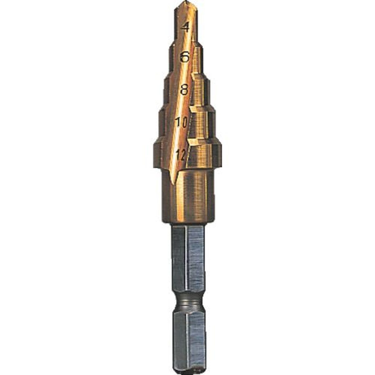 【期間限定!対象商品P2~20倍】 TRUSCO 六角軸ステップドリル 2枚刃チタンコーティング 4~12mm 1本 (NMS12G)