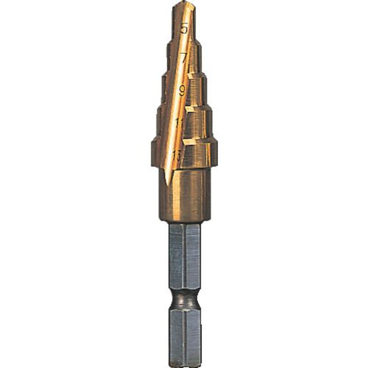 【期間限定!対象商品P2~20倍】 TRUSCO 六角軸ステップドリル 2枚刃チタンコーティング 5~13mm 1本 (NMS13G)