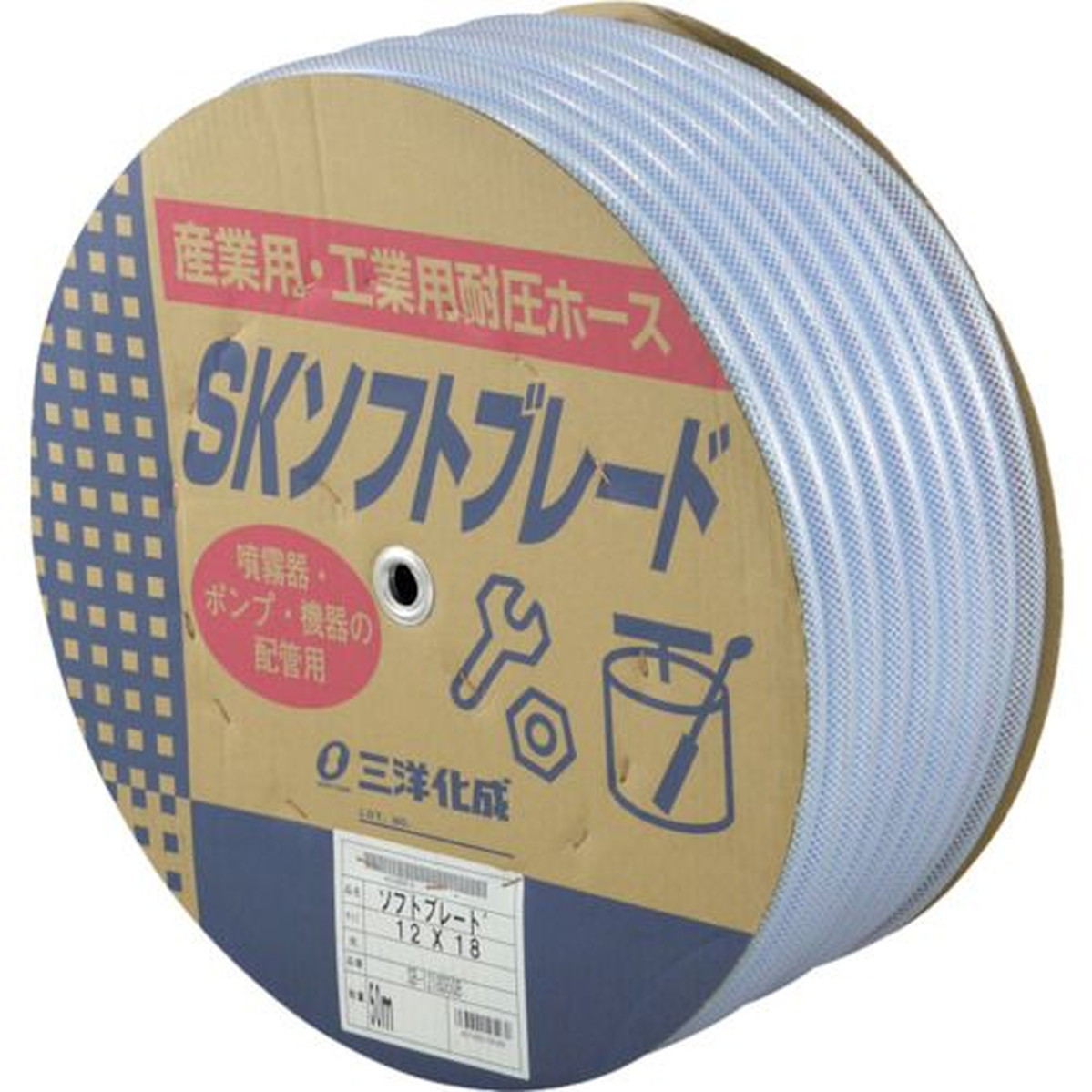 【SS押さえる 38万商いもの以上10%OFF】 サンヨー 製作用導管 ＳＫソフトブレードホース１２×１８粍 長さ５０ｍ膜鳴楽器巻 1巻 (SB1218D50B)