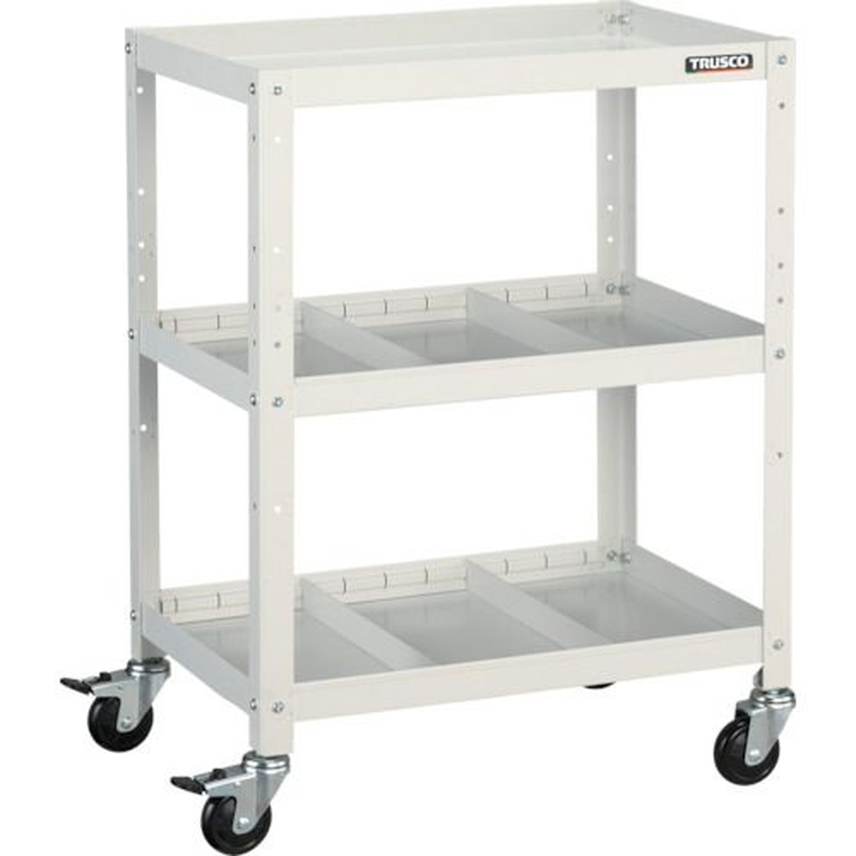 【SS押さえる 38万商いもの以上10%OFF】 ＴＲＵＳＣＯ 手道具手押し車 ラビットワゴン ６００Ｘ４００ 中仕切り２段付 白いこと 1台 (RBW863S2W)