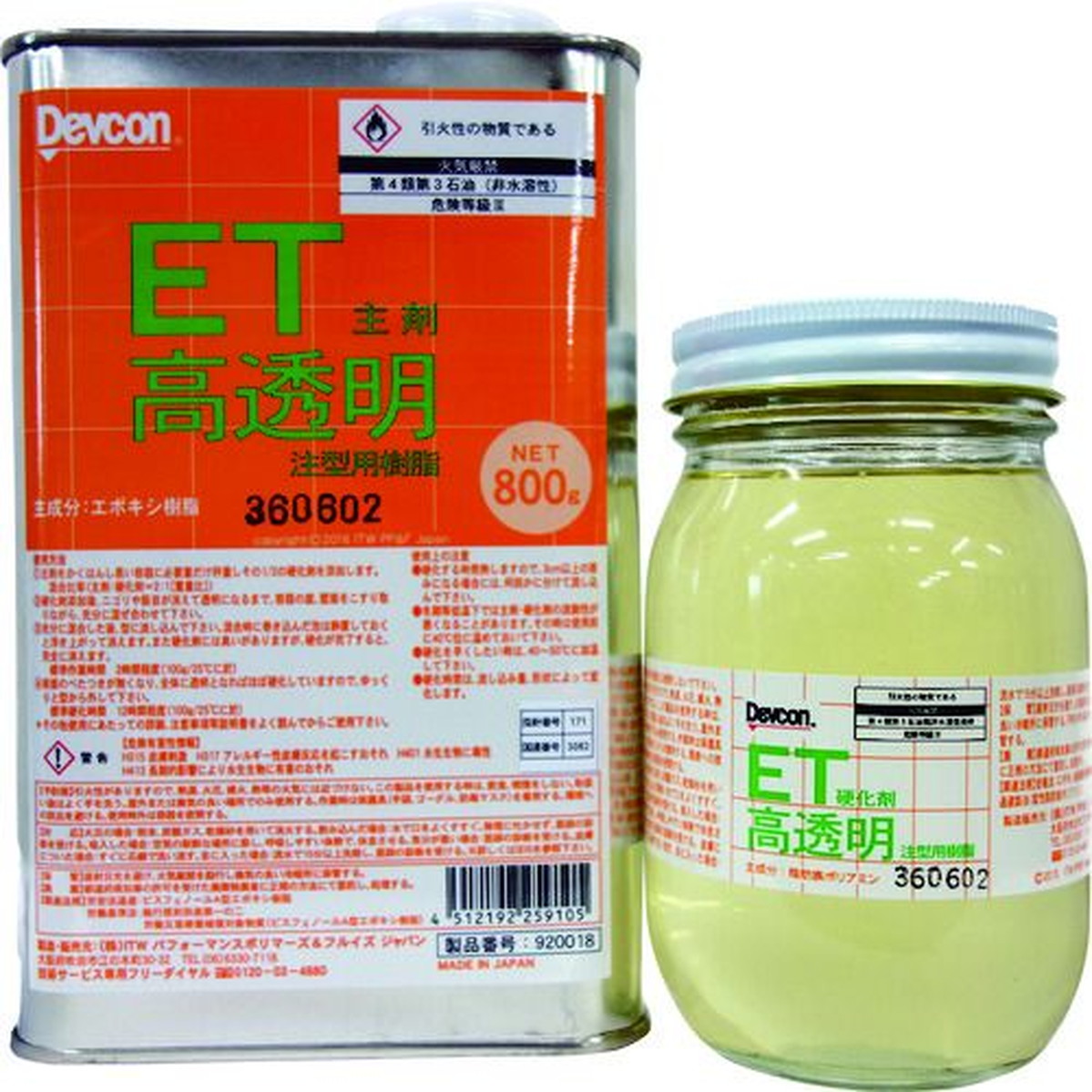 【期間限定!対象商品P2～20倍】 ＤＥＶＣＯＮ　高透明コーティング材　ＥＴ１．２ｋｇ　1Ｓ (T920018)