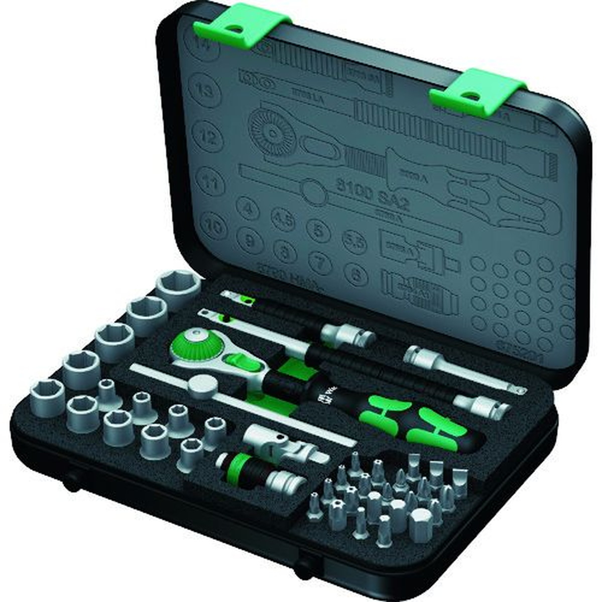 【SS制限事項 38万商いもの以上10%OFF】 Ｗｅｒａ ８１００ＳＡ２ サイクロップラチェットセット １／４ 1Ｓ (003533)