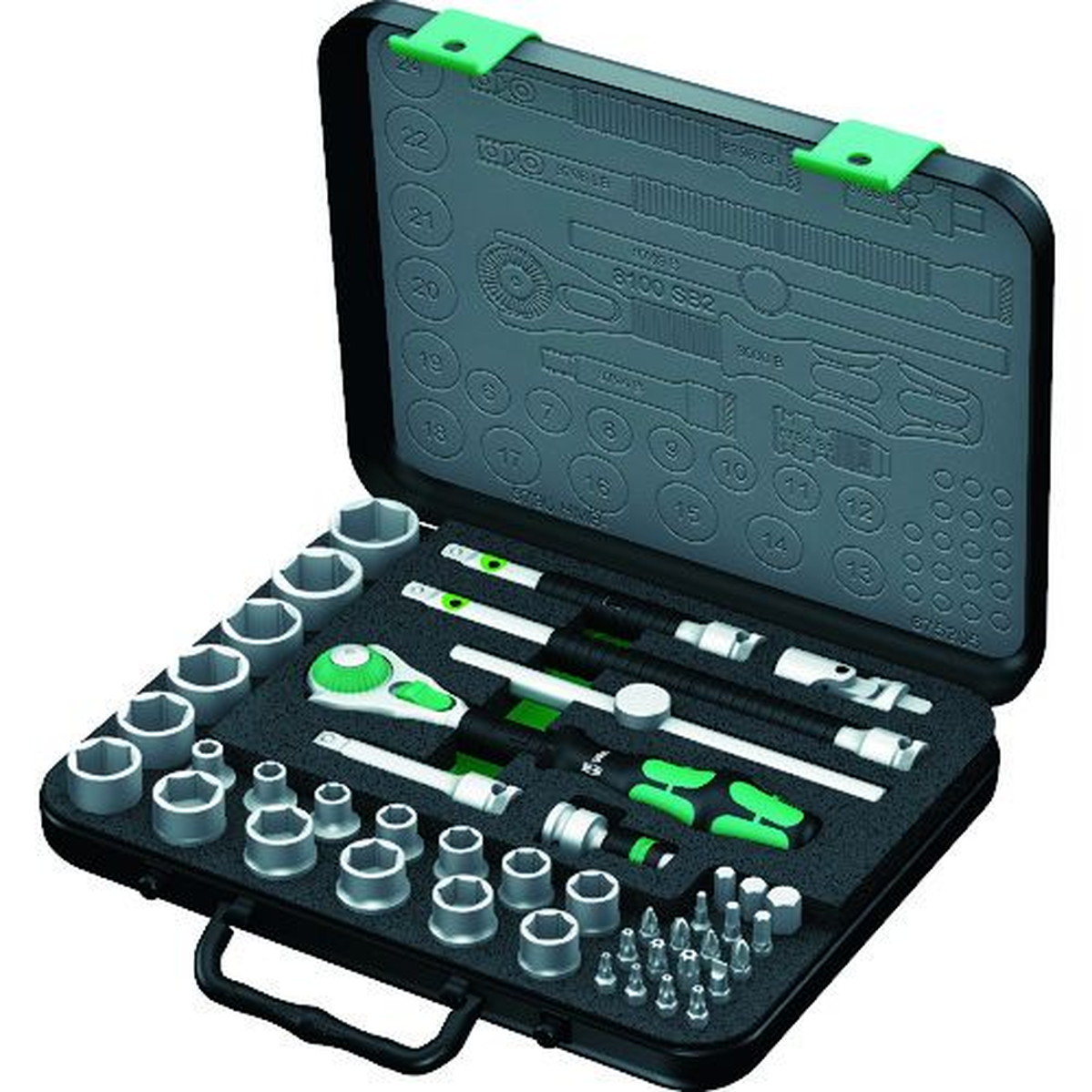【期間限定!対象商品P2～20倍】 Ｗｅｒａ　８１００ＳＢ２　サイクロップラチェットセット　３／８　1Ｓ (003594)