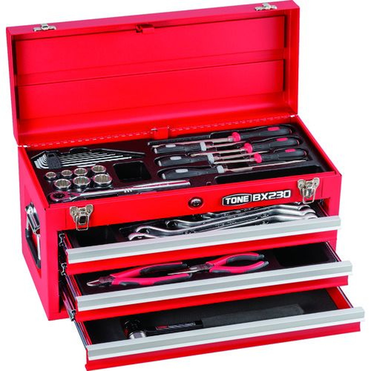 【期間限定!対象商品P2～20倍】 ＴＯＮＥ 整備用工具セット ツールセット ＢＸ２３０仕様 レッド 間口５０８×奥行２３２×高さ３０２ｍｍ 1Ｓ (TSS452)