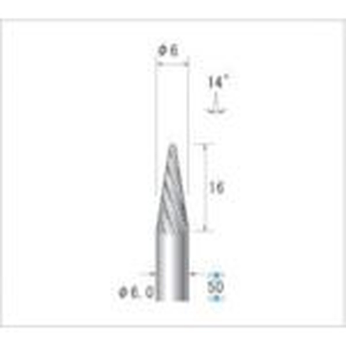 【期間限定!対象商品P2～20倍】 ナカニシ チタンコート超硬カッター テーパー先丸型 ダブルカット φ６×１６×軸φ６ １４° 1本 (21541)