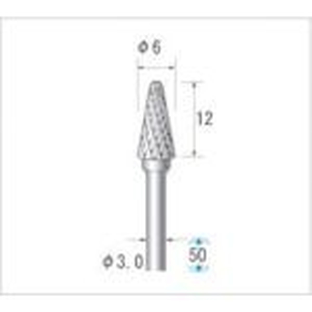 【期間限定!対象商品P2～20倍】 ナカニシ 超硬カッター テーパー先丸型 ダブルカット φ６×１２×軸φ３ 1本 (24515)