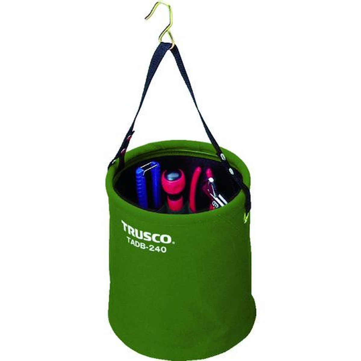 【期間限定!対象商品P2～20倍】 ＴＲＵＳＣＯ　アタッチメント付電工バケツΦ２４０Ｘ２４０　オリーブドラブ色　1個 (TADB240OD)
