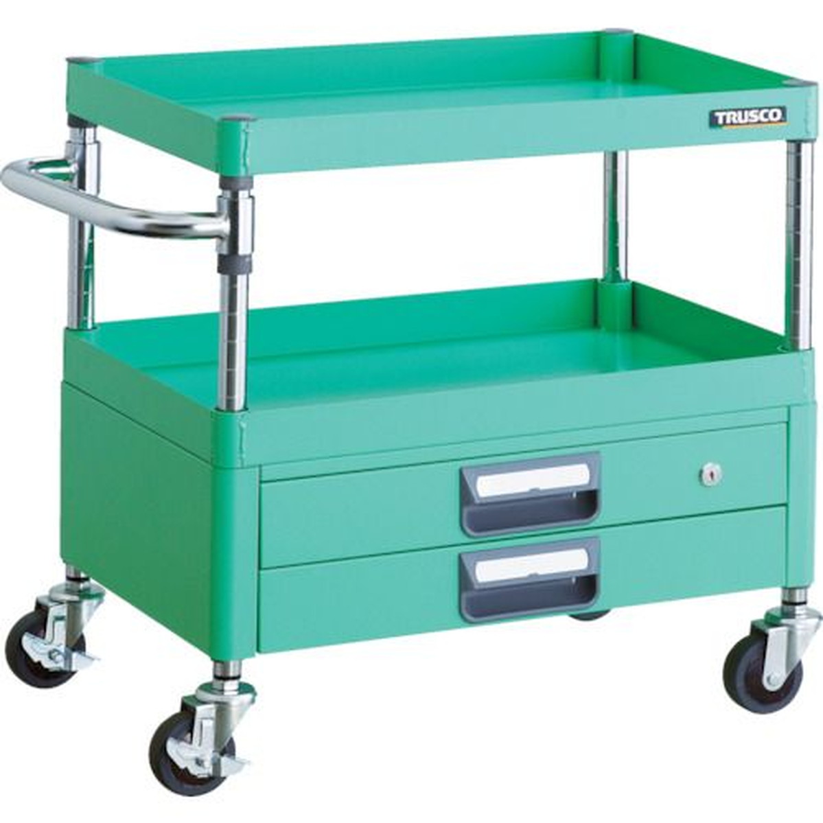 TRUSCO フェニックスワゴン 省音 600X400XH600 2段引出付 YG色 1台 (PEW-662X-YG)|福祉用具のバリューケア