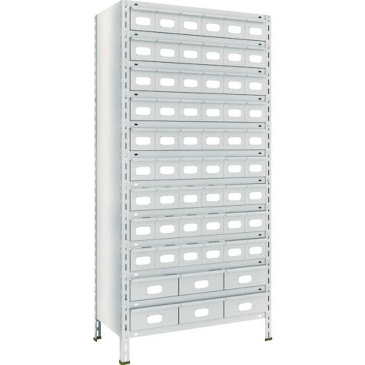 【期間限定!対象商品P2～20倍】 ＴＲＵＳＣＯ スチールラック 軽量棚引出付 ８７５Ｘ４５０Ｘ１８００ スチール引出小５４大６ ネオグレー 1台 (63X812A9B2)