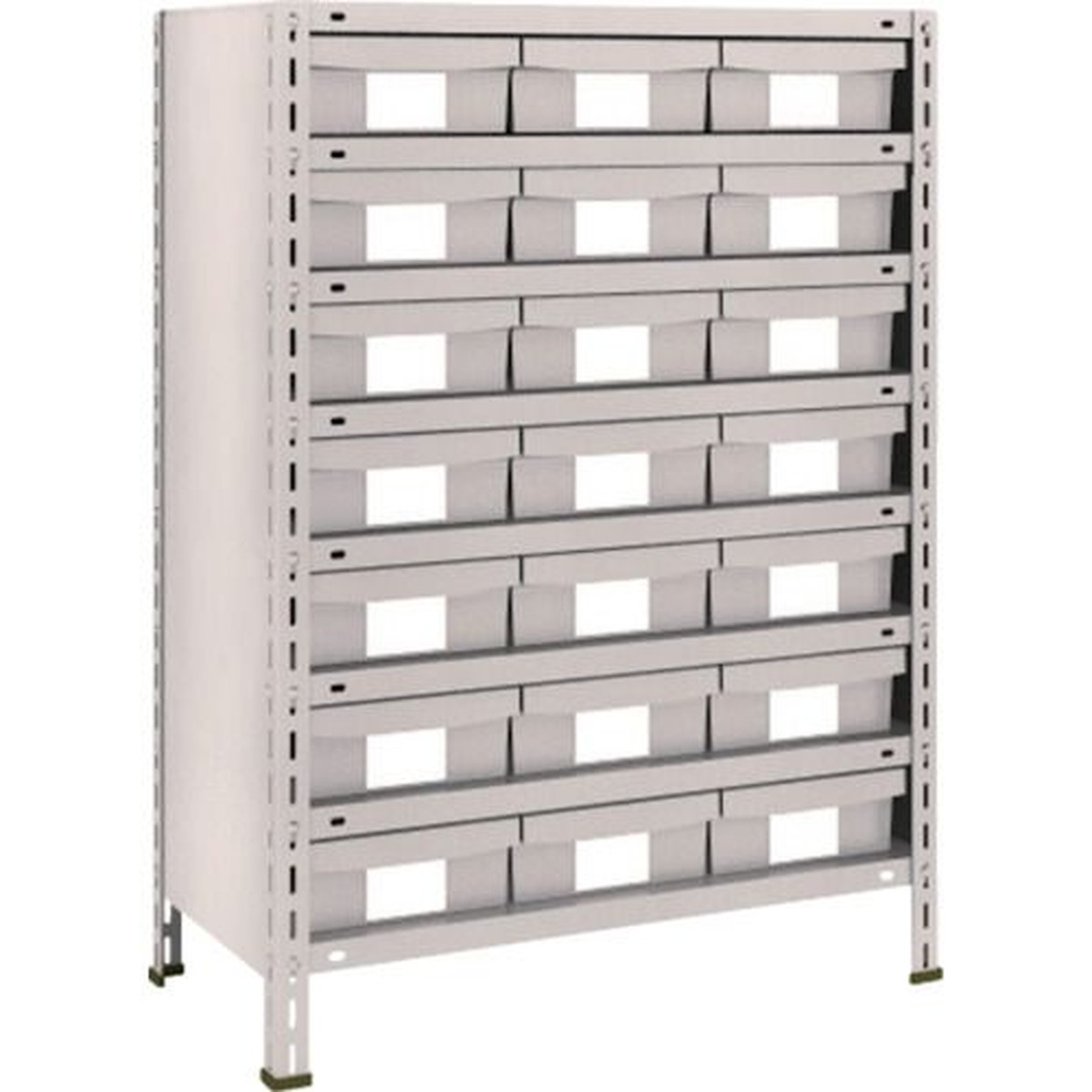 【期間限定!対象商品P2～20倍】 ＴＲＵＳＣＯ　スチールラック　軽量棚　８７５Ｘ４５０Ｘ１２００　樹脂引出ＮＧ　大Ｘ２１　ネオグレー　1台 (43X808F7)