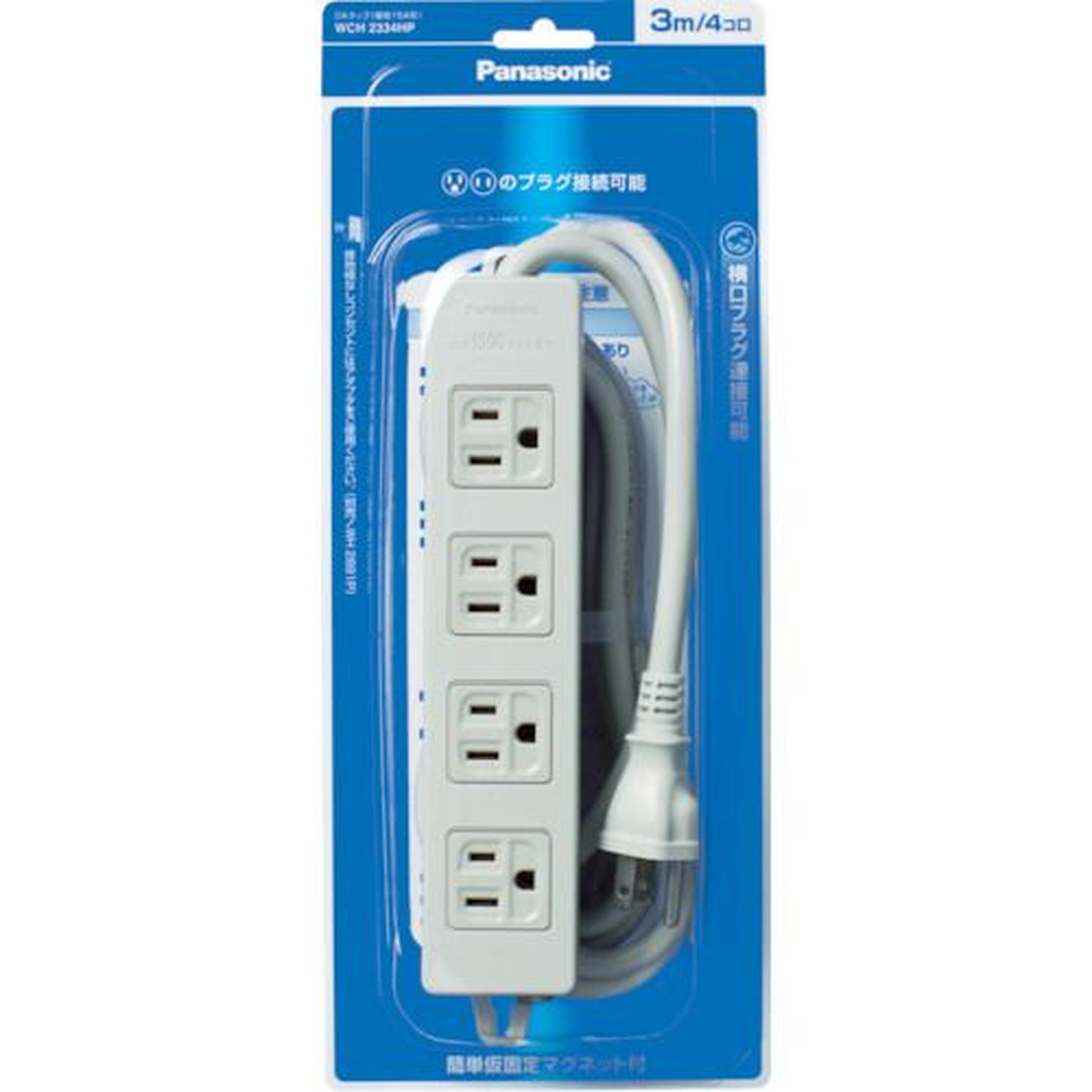 【期間限定!対象商品P2～20倍】 Ｐａｎａｓｏｎｉｃ　ＯＡタップ　接地１５Ａ形　４コ口　５ｍコード付　1個 (WCH2354HP)