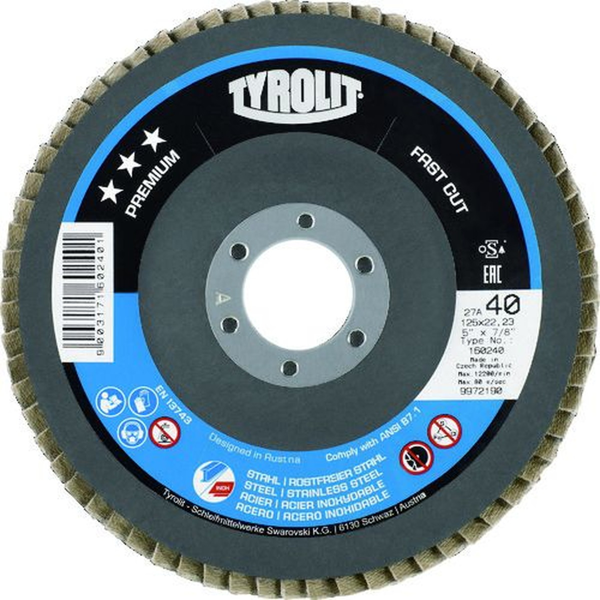 【期間限定!対象商品P2～20倍】 ＴＹＲＯＬＩＴ　フラップディスク　ファストカット　１２５ｍｍ　＃６０　10枚 (160255)｜福祉用具のバリューケア