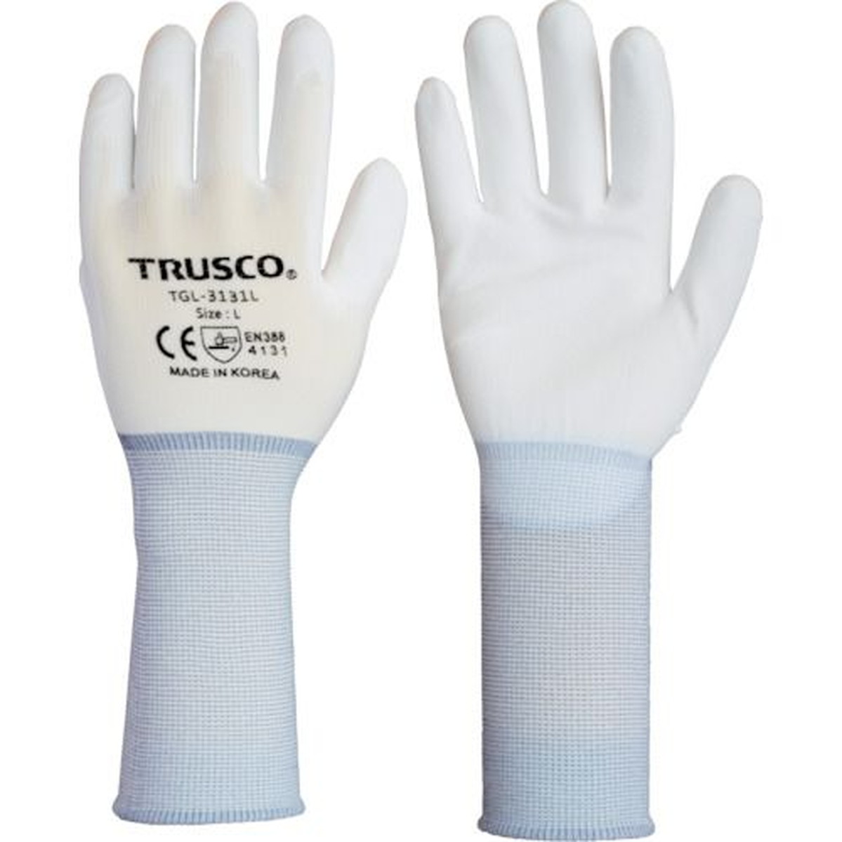 【期間限定!対象商品P2～20倍】 ＴＲＵＳＣＯ　ナイロン手袋ＰＵ手のひらコートロング（１０双入）Ｍ　1袋 (TGL3131L10PM)