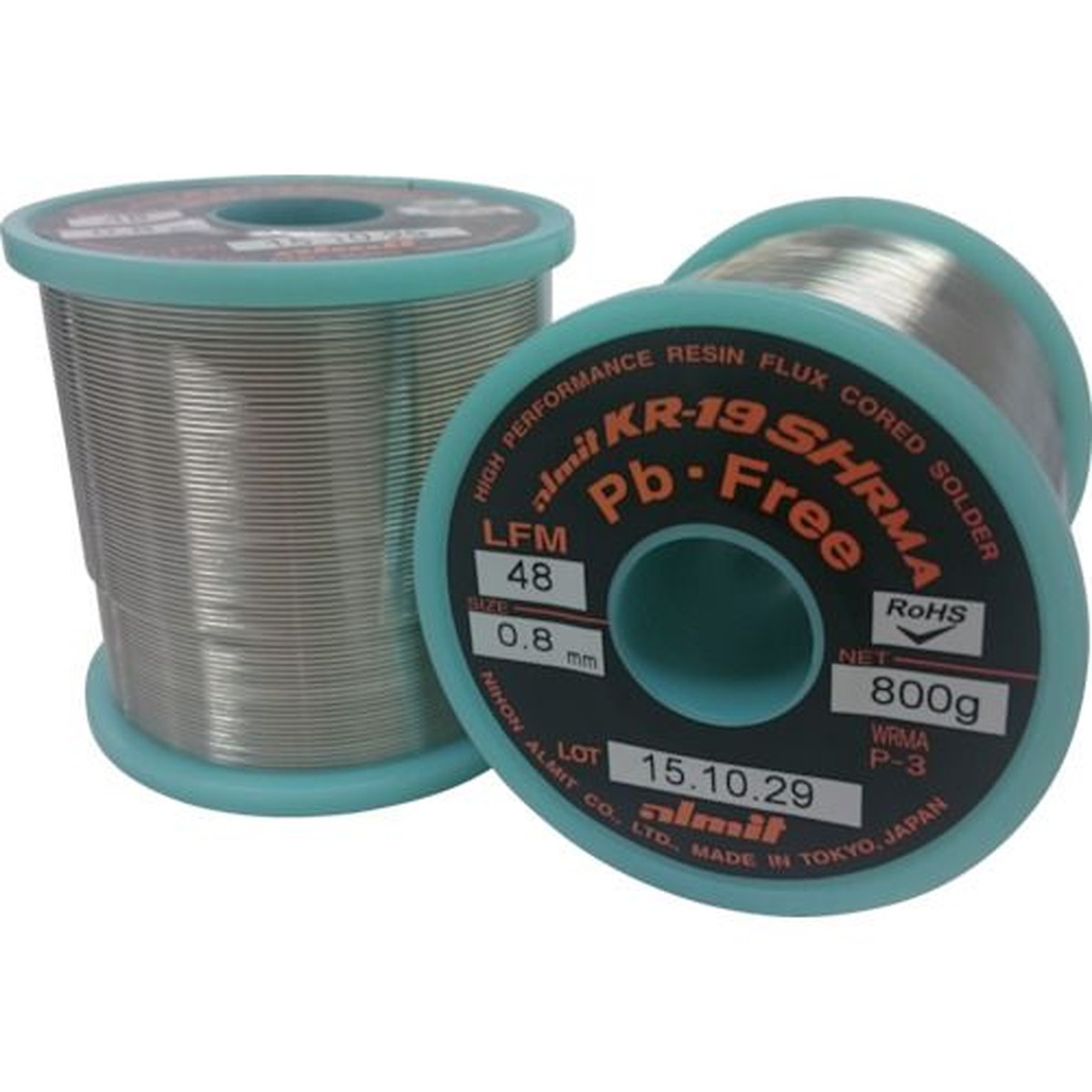 【期間限定!対象商品P2～20倍】 アルミット 鉛フリーやに入りはんだ ＫＲ－１９ ＳＨ ＲＭＡ ＬＦＭ４８ １．０ｍｍ 1巻 (KR19SHRMALFM48P31.0MM)