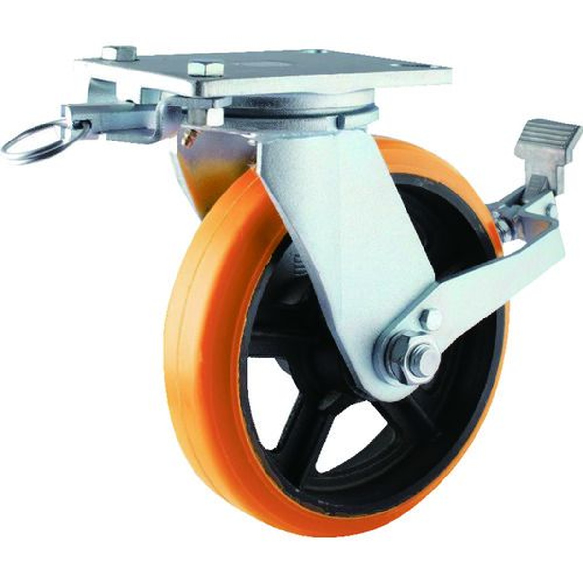 【SS制限事項 38万商いもの以上10%OFF】 ヨドノ 掛け目用高硬度ウレタン自在車２５０φストッパー・回転させる鍵を掛ける付 1個 (SDUJ250STTL)