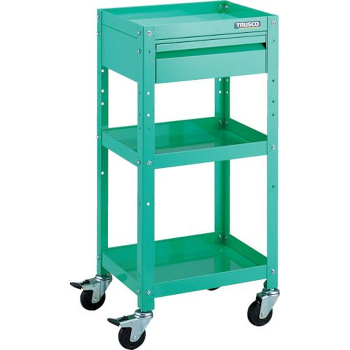 【SS押さえる 38万商いもの以上10%OFF】 ＴＲＵＳＣＯ 手道具手押し車 ラビットワゴン ４００Ｘ３５０ 抽き出し１段付 天然ゴム拷問台 青少年緑であること 1台 (RBW943VYG)