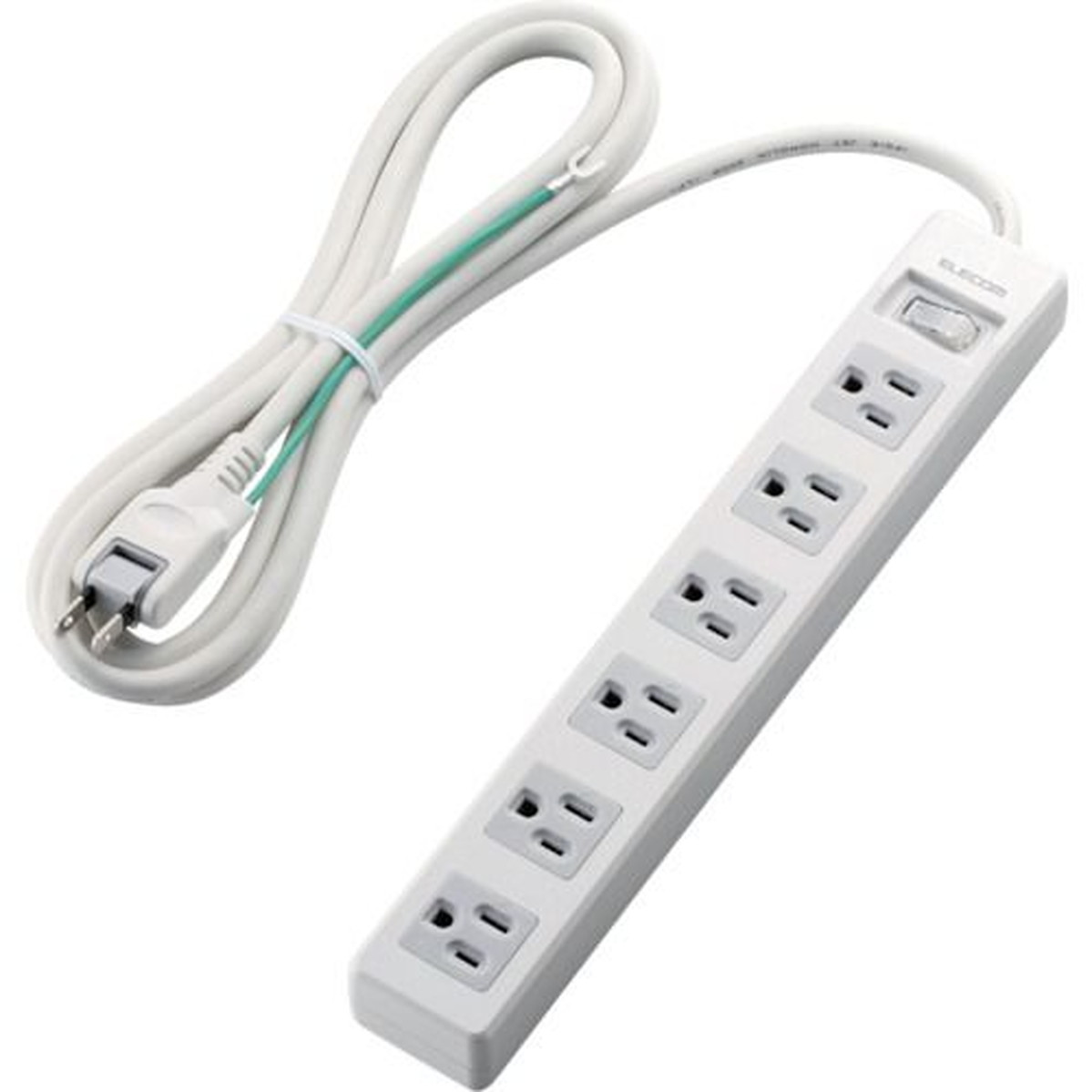 【期間限定!対象商品P2～20倍】 ＥＬＥＣＯＭ　オフィス用タップ　３ピンプラグ　一括スイッチ　６口　２．５ｍ　ホワイト　1個 (TT3A3625WH)