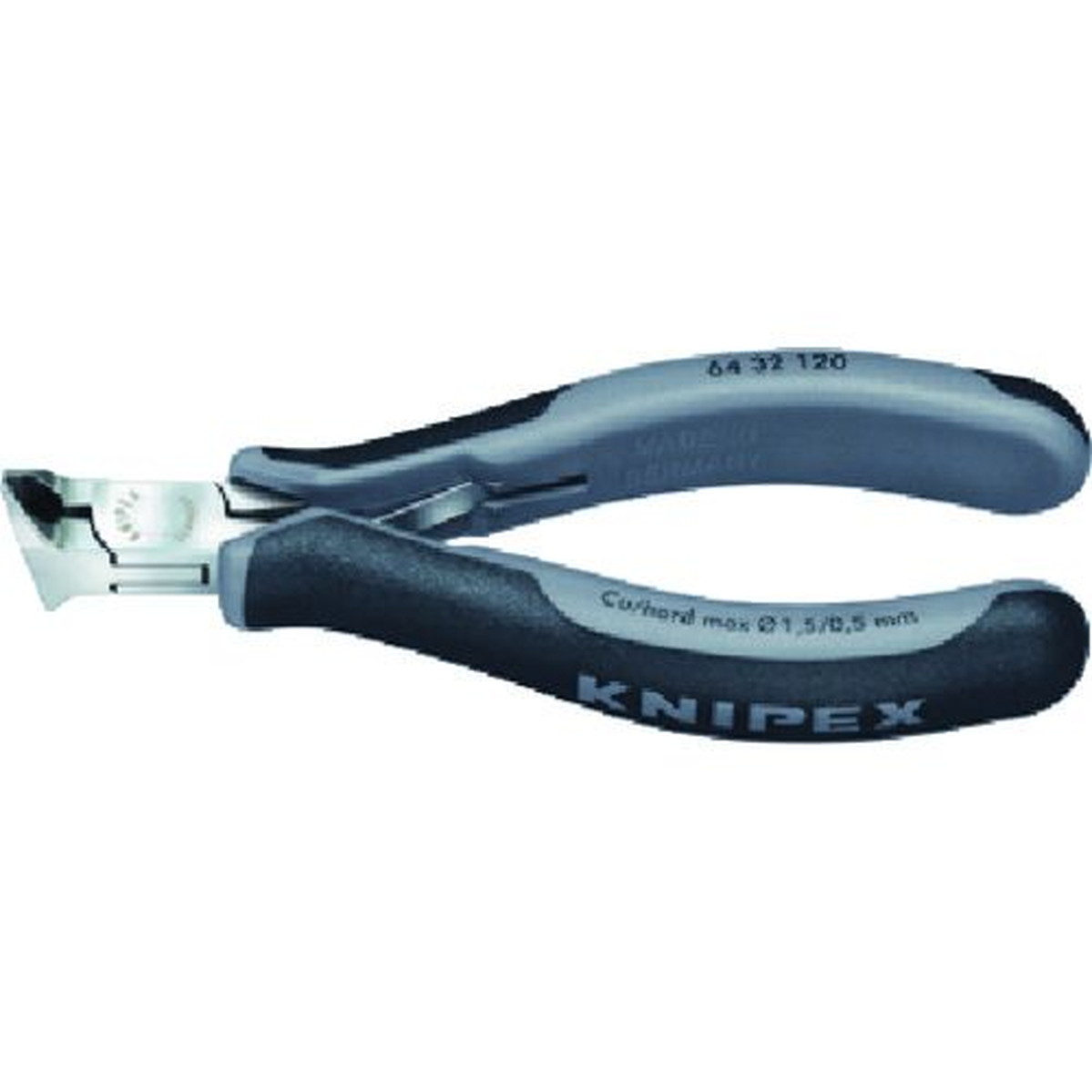 【期間限定!対象商品P2～20倍】 ＫＮＩＰＥＸ　エレクトロニクスエンドカッティングニッパー　オブリケ（１５°傾斜）　ＥＳＤハンドル（静電気防止）　1丁 (6432120ESD)