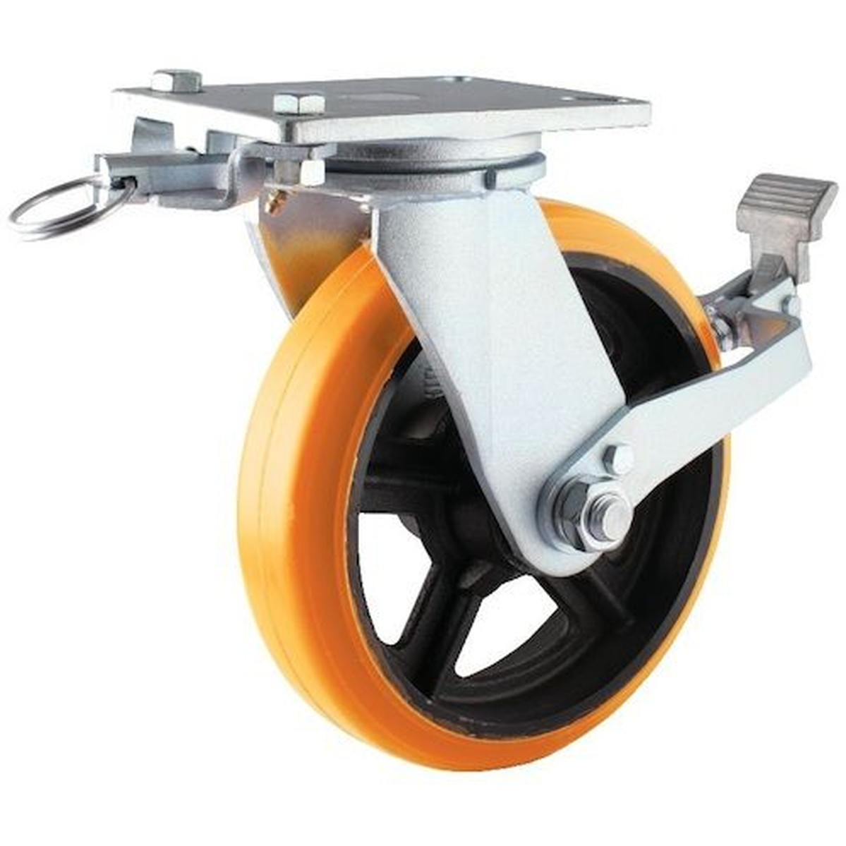 【期間限定!対象商品P2～20倍】 ヨドノ　重量用高硬度ウレタン自在車２００φストッパー・旋回ロック付　1個 (SDUJ200STTL)