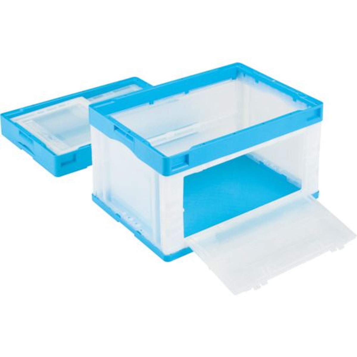 【SS制限事項 38万商いもの以上10%OFF】 ＲＩＳＵ ＣＢ型折りたたみ入れもの（長側片側面開閉手合い） ５９３１１１ ＣＢ－５１ＮＲカタトビラＬ青色／トウメイ 1個 (CB51NRTLBC)