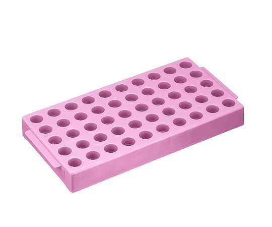 【期間限定!対象商品P2~20倍】 クライオバイアル用ラック 50本収納 100×200×25mm ピンク T315-10 1箱(4個入)