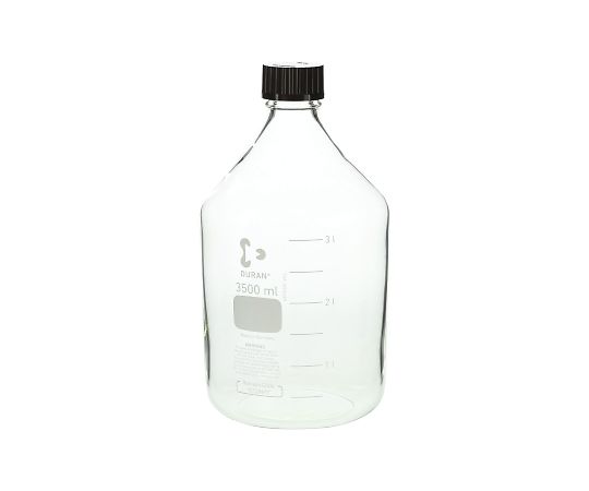【期間限定!対象商品P2～20倍】 ねじ口瓶丸型白(ﾃﾞｭﾗﾝ(R)) 赤ｷｬｯﾌﾟ付 3500mL 1本