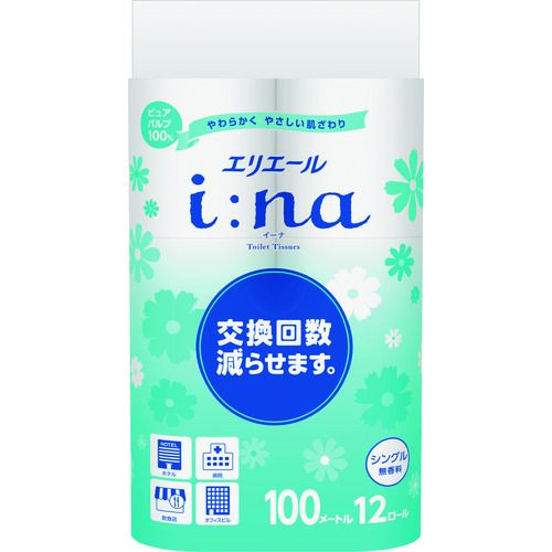 【期間限定!対象商品P2～20倍】 エリエール　ｉ：ｎａトイレットティシューシングル１００ｍ１２Ｒ無香料（２１０００４４０／２１００１１３８）　1Ｃｓ (21001138)