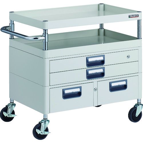【期間限定!対象商品P2～20倍】 ＴＲＵＳＣＯ　ツールワゴン　フェニックスワゴン　抗菌　省音　７５０Ｘ５００ＸＨ７４０　引出付　ホワイト　1台 (PEW772XWW)