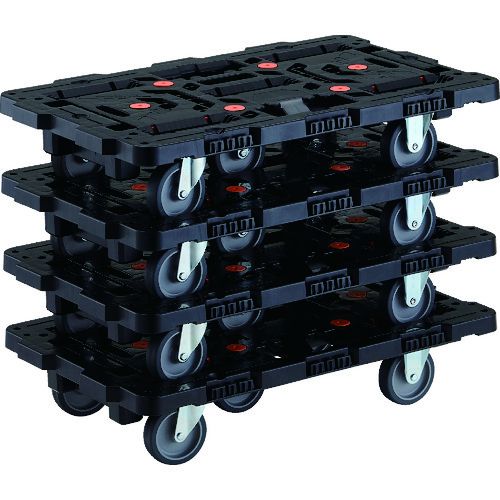 【期間限定!対象商品P2～20倍】 ＴＲＵＳＣＯ まとめ買い 連結式樹脂製平台車 ビートル ７００Ｘ４５０ 自在３輪 ４台セット 1Ｓ (BT700J3E100M4)